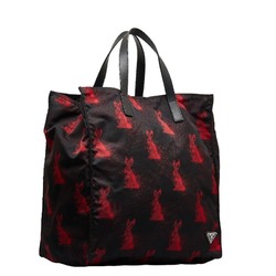 Prada Rabbit Tote Bag Shoulder Black Red Nylon Women's PRADA