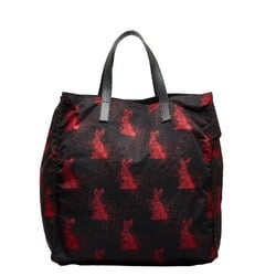 Prada Rabbit Tote Bag Shoulder Black Red Nylon Women's PRADA