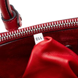 Prada Triangle Plate Handbag Shoulder Bag Red Leather Women's PRADA