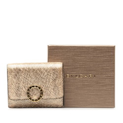BVLGARI Milky Over Tri-fold Wallet Compact 289351 Gold Leather Women's