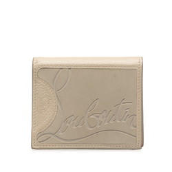 Christian Louboutin Paros Bi-fold Wallet Compact Grey Red Leather Men's