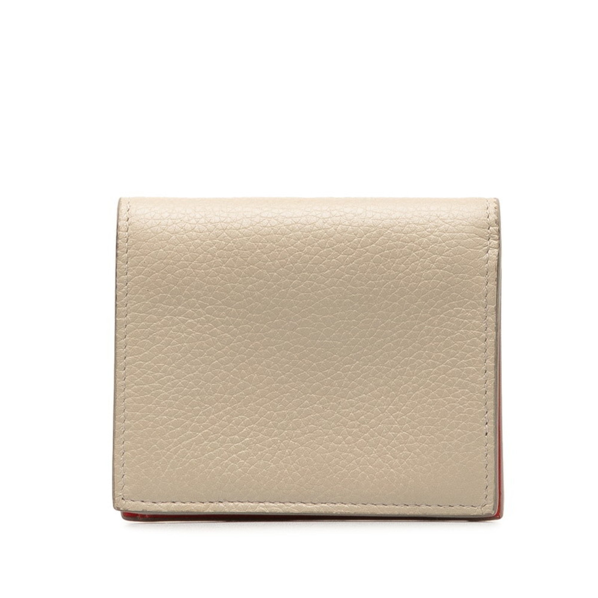 Christian Louboutin Paros Bi-fold Wallet Compact Grey Red Leather Men's