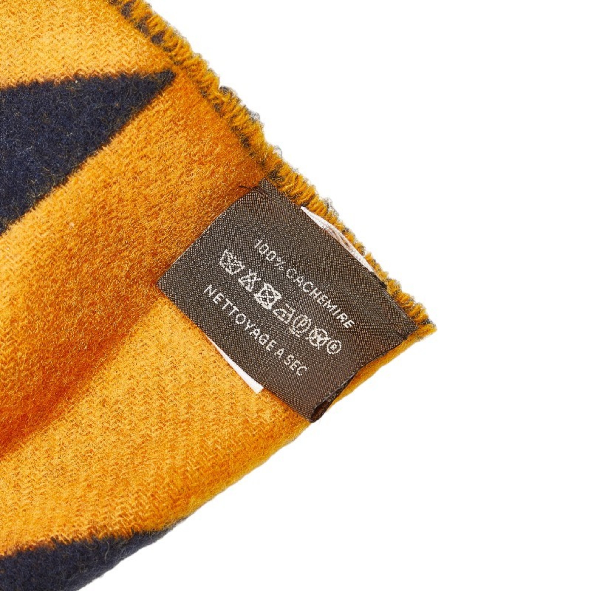 Hermes scarf yellow navy cashmere women's HERMES