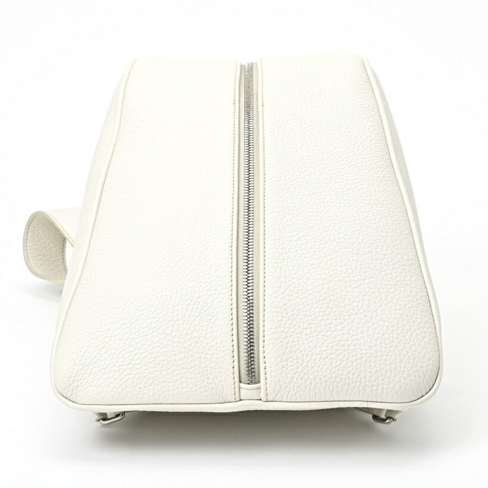 PRADA Vitello Triangle Backpack 2VZ099 Leather White S-155750