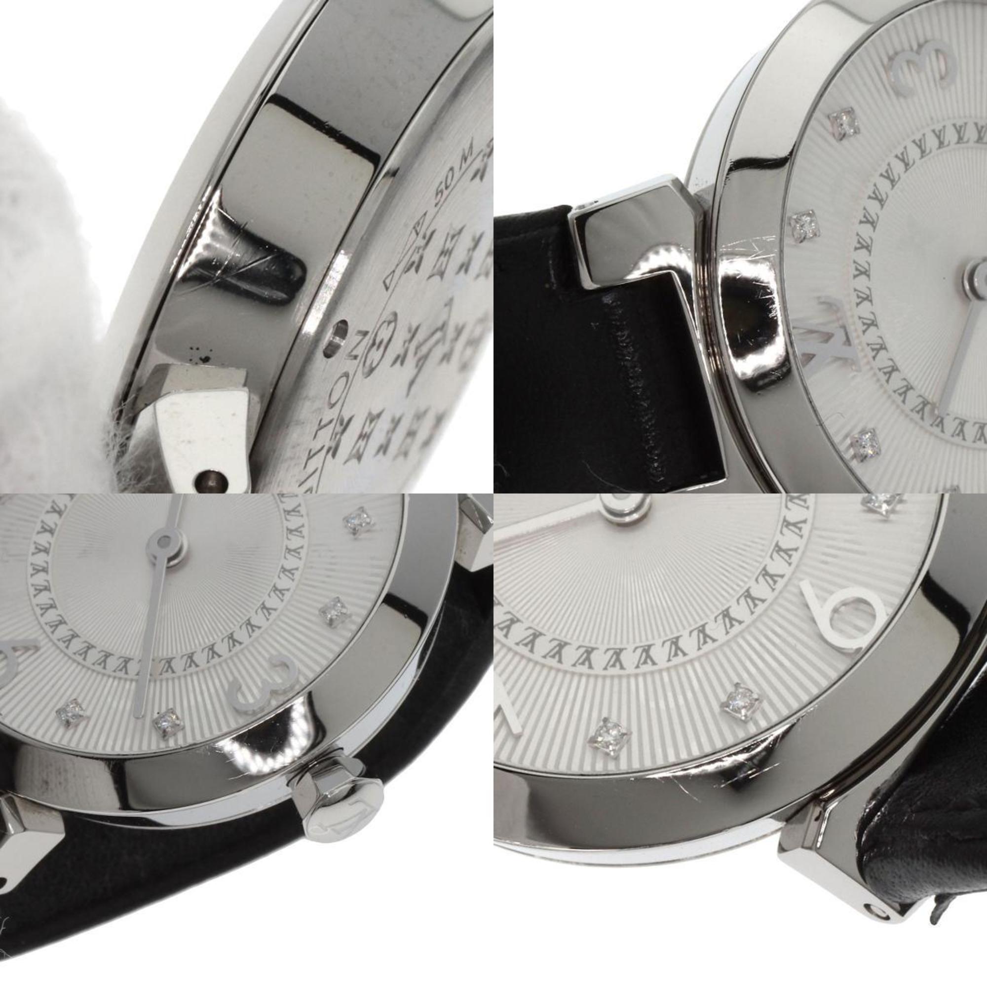 Louis Vuitton Q12MG Tambour Watch Stainless Steel Leather Women's LOUIS VUITTON