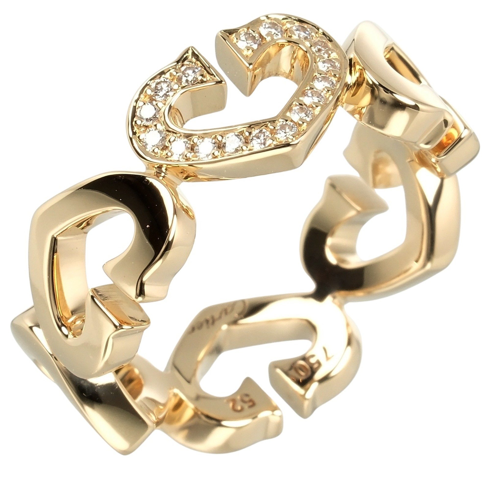 Cartier C Heart Size 11.5 Ring, K18 Yellow Gold, Diamond, Approx. 7.33g