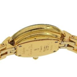 Christian Dior Bagira Watch D46-154-4 Gold Plated x Stainless Steel Quartz Analog Display Black Dial Women's
