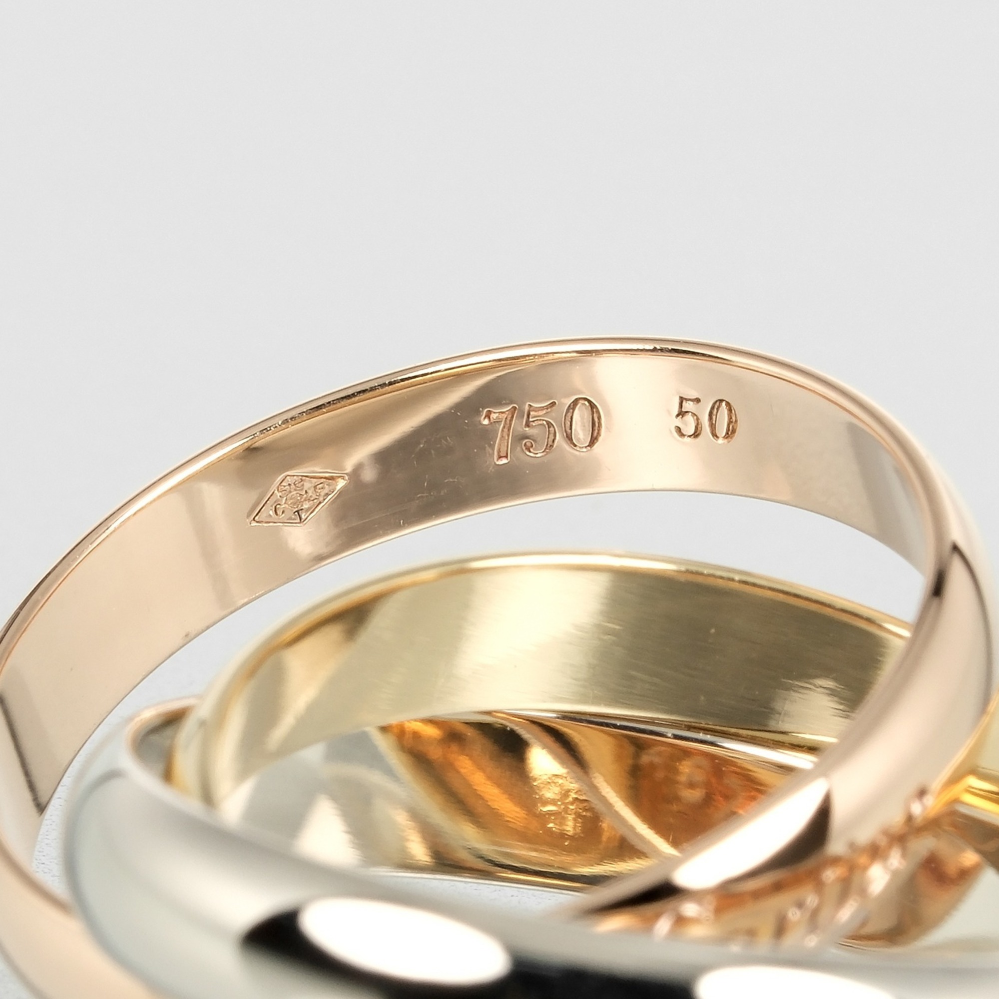 Cartier Trinity size 9.5 ring, K18 gold, YG, PG, WG, approx. 7.33g