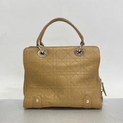 Christian Dior Handbag Cannage Leather Camel Women's