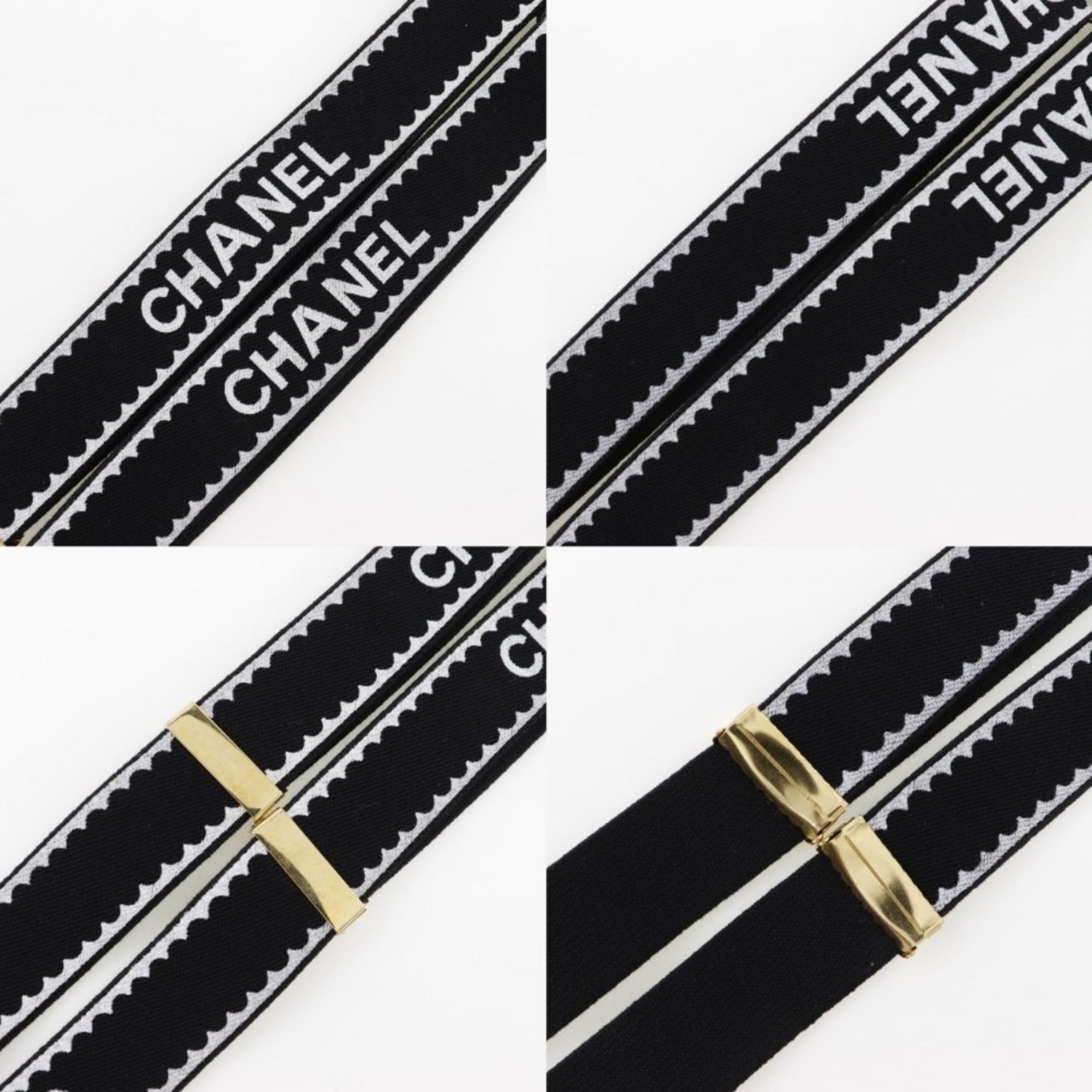 CHANEL Suspenders, Rubber x Leather, Logo, Women's, H141924950