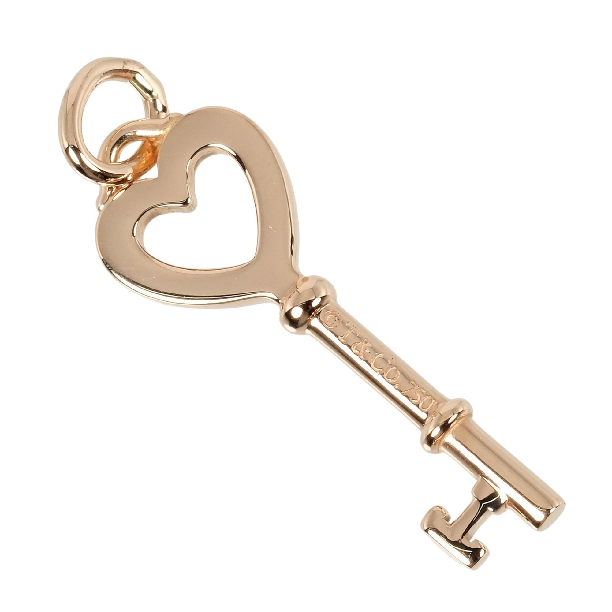 Tiffany & Co. Heart Key Pendant Top K18PG Pink Gold Approx. 2.62g