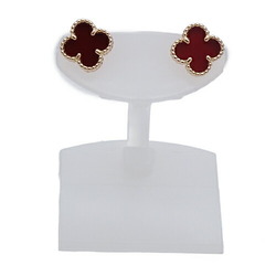 Van Cleef & Arpels Sweet Alhambra Earrings for Women, 750PG, Carnelian, Pink Gold, Polished