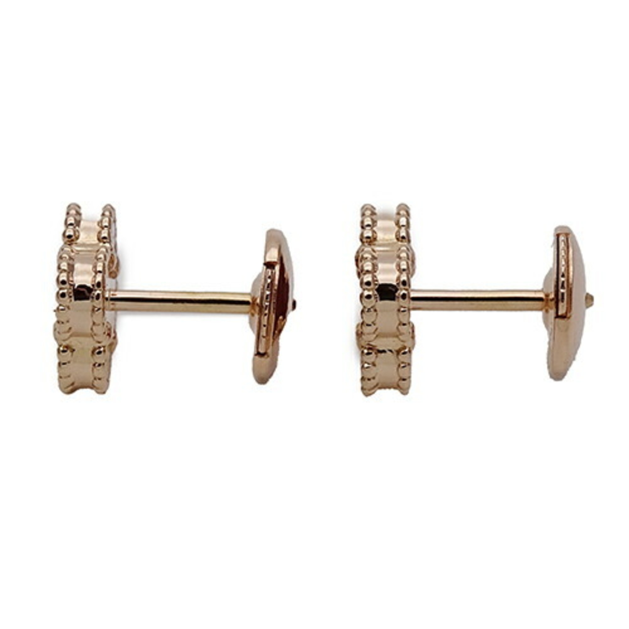 Van Cleef & Arpels Sweet Alhambra Earrings for Women, 750PG, Carnelian, Pink Gold, Polished