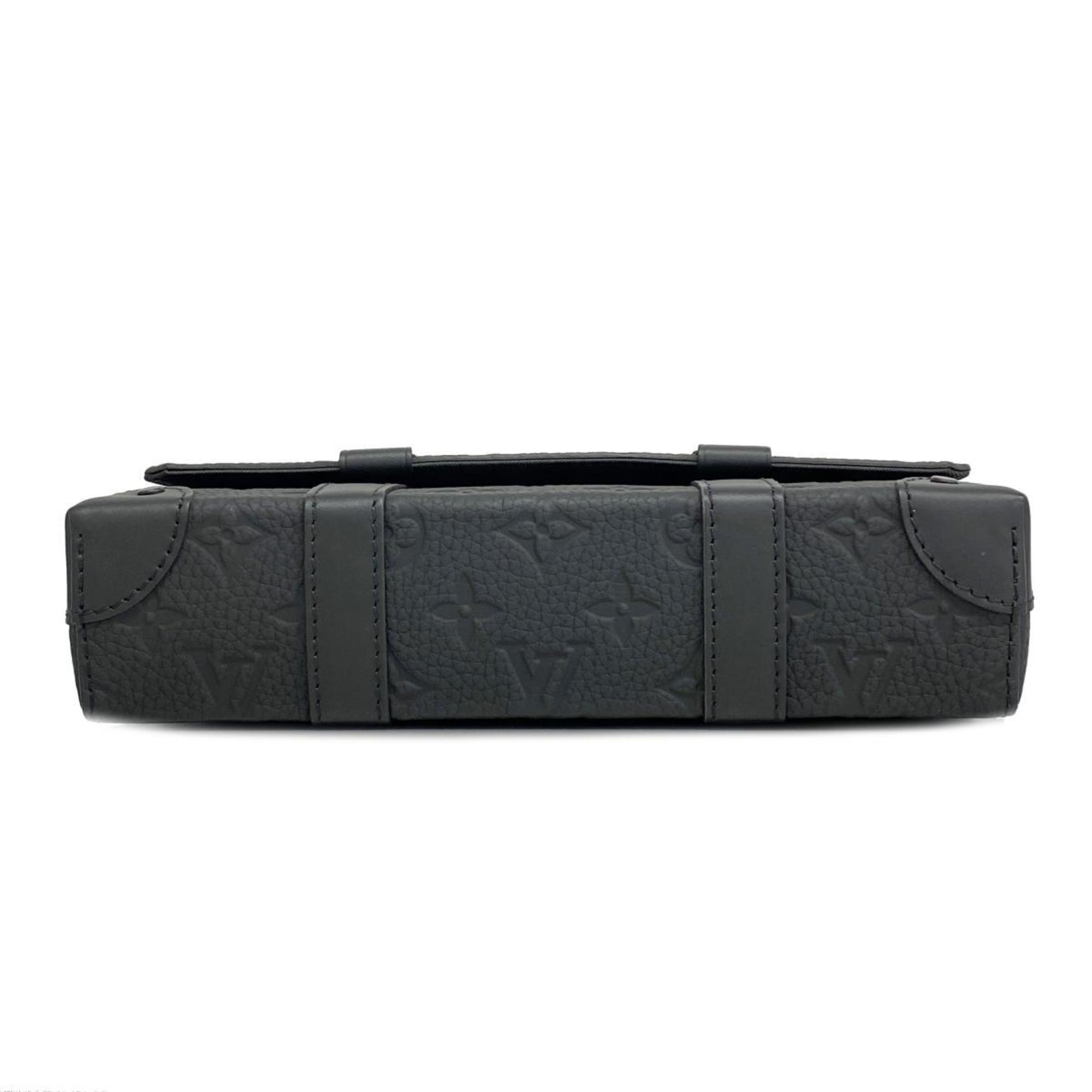 Louis Vuitton Shoulder Bag Monogram Embossed Trunk PM M57726 Black Men's