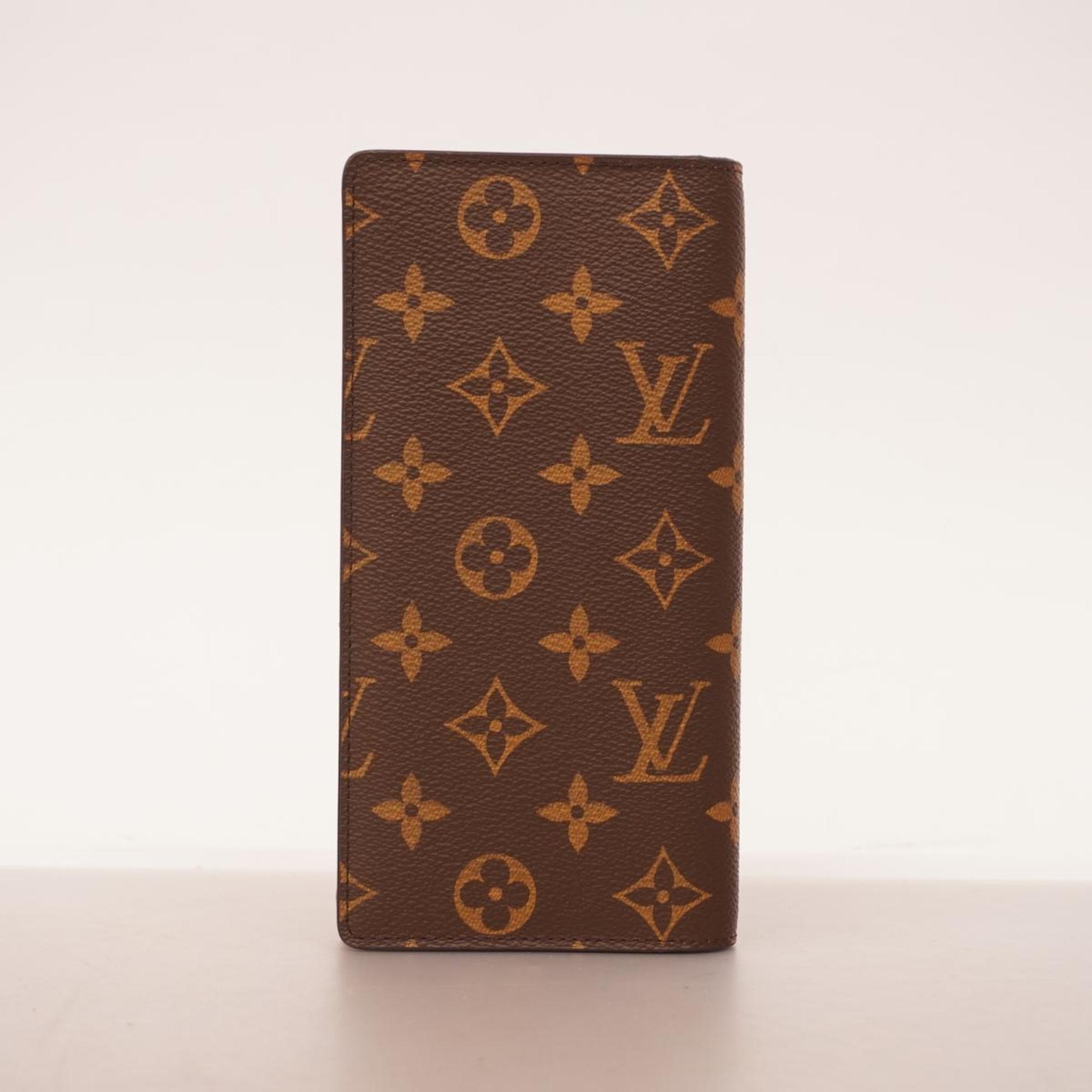 Louis Vuitton Long Wallet Monogram Portefeuille Brazza M66540 Brown Men's