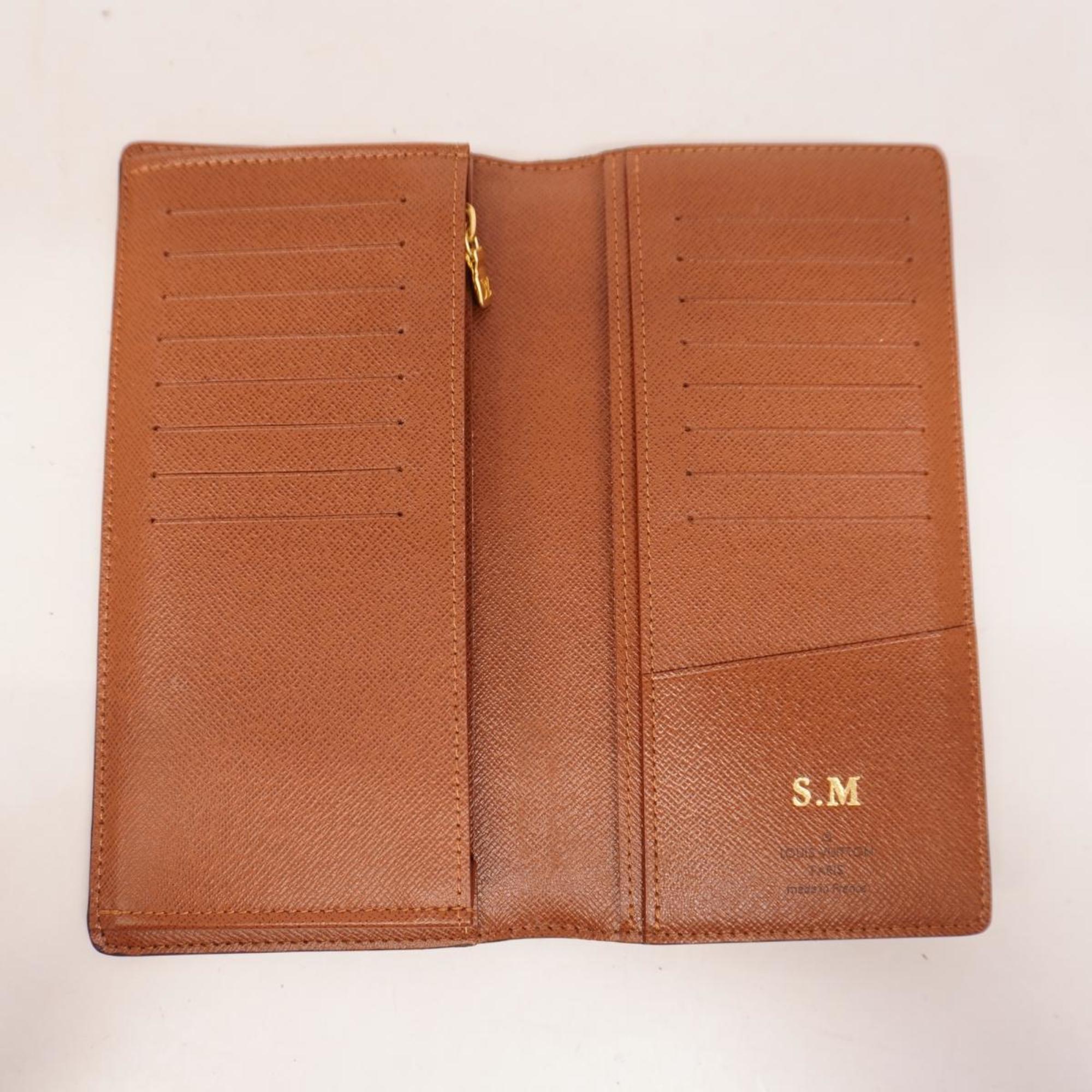 Louis Vuitton Long Wallet Monogram Portefeuille Brazza M66540 Brown Men's