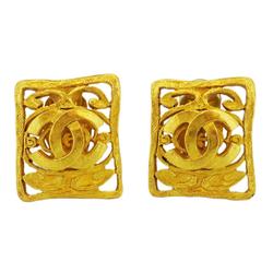 Chanel Earrings Coco Mark Square GP Plated Gold 95A Women's