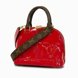 Louis Vuitton Handbag Monogram Vernis Alma BB M52498 Scarlet Brown Ladies