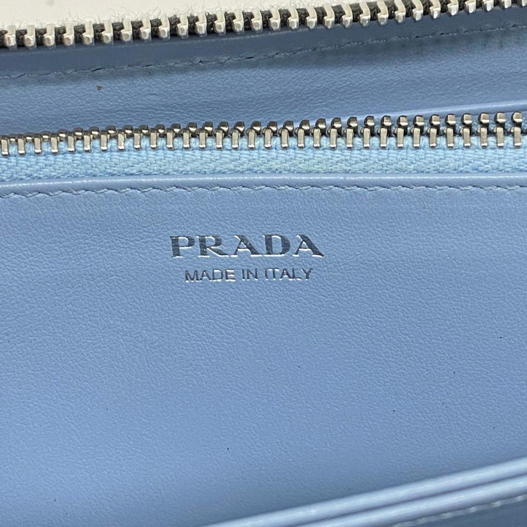 Prada Long Wallet Leather Multicolor Light Blue Men's Women's