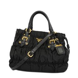 Prada handbag nylon leather black ladies