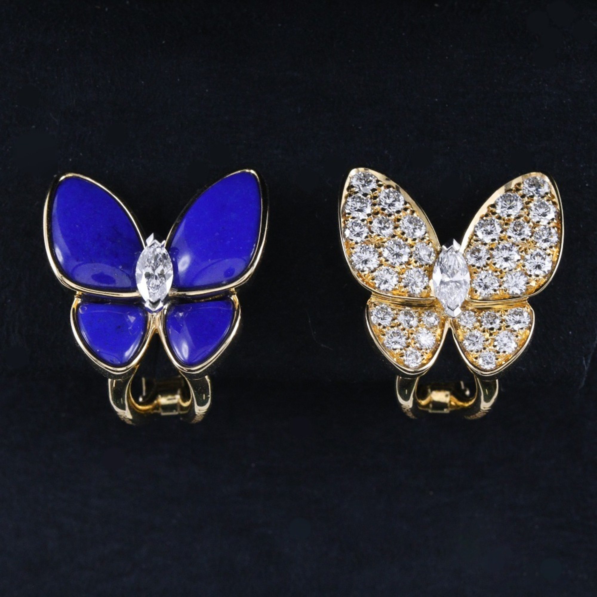 Van Cleef & Arpels De Papillon Earrings VCARP3DO00 K18 Yellow Gold x Diamond Lapis Lazuli Approx. 9.1g dupapillon Women's