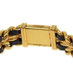 Chanel CHANEL Premiere S Watch H0001 Gold Plated x Leather Quartz Analog Display Black Dial Ladies