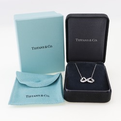 Tiffany & Co. Double Loving Heart Necklace, K18 White Gold x Diamond, Approx. 3.7g, rubbing heart, Women's