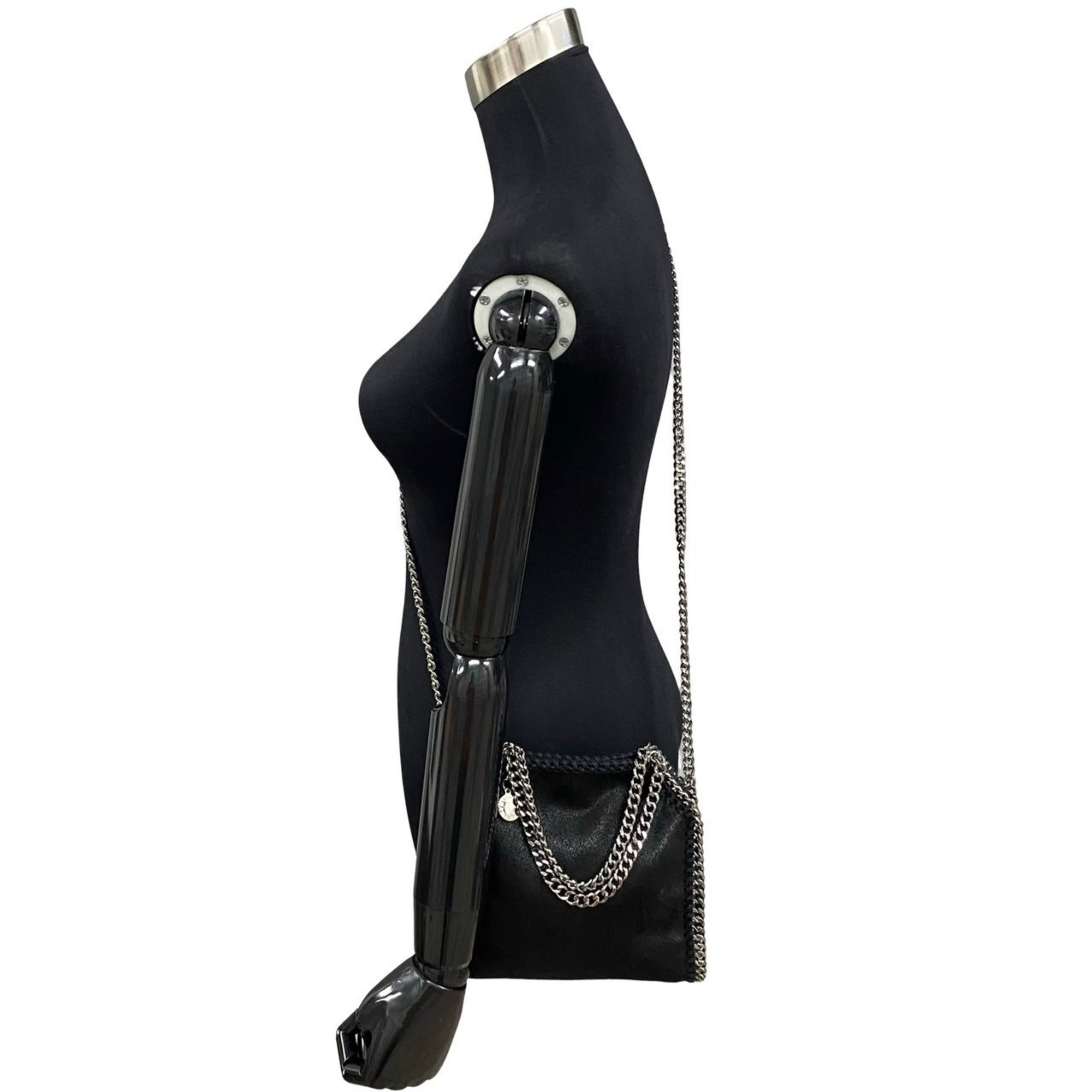 Stella McCartney Falabella Leather Chain 2way Handbag Shoulder Bag Black 25774