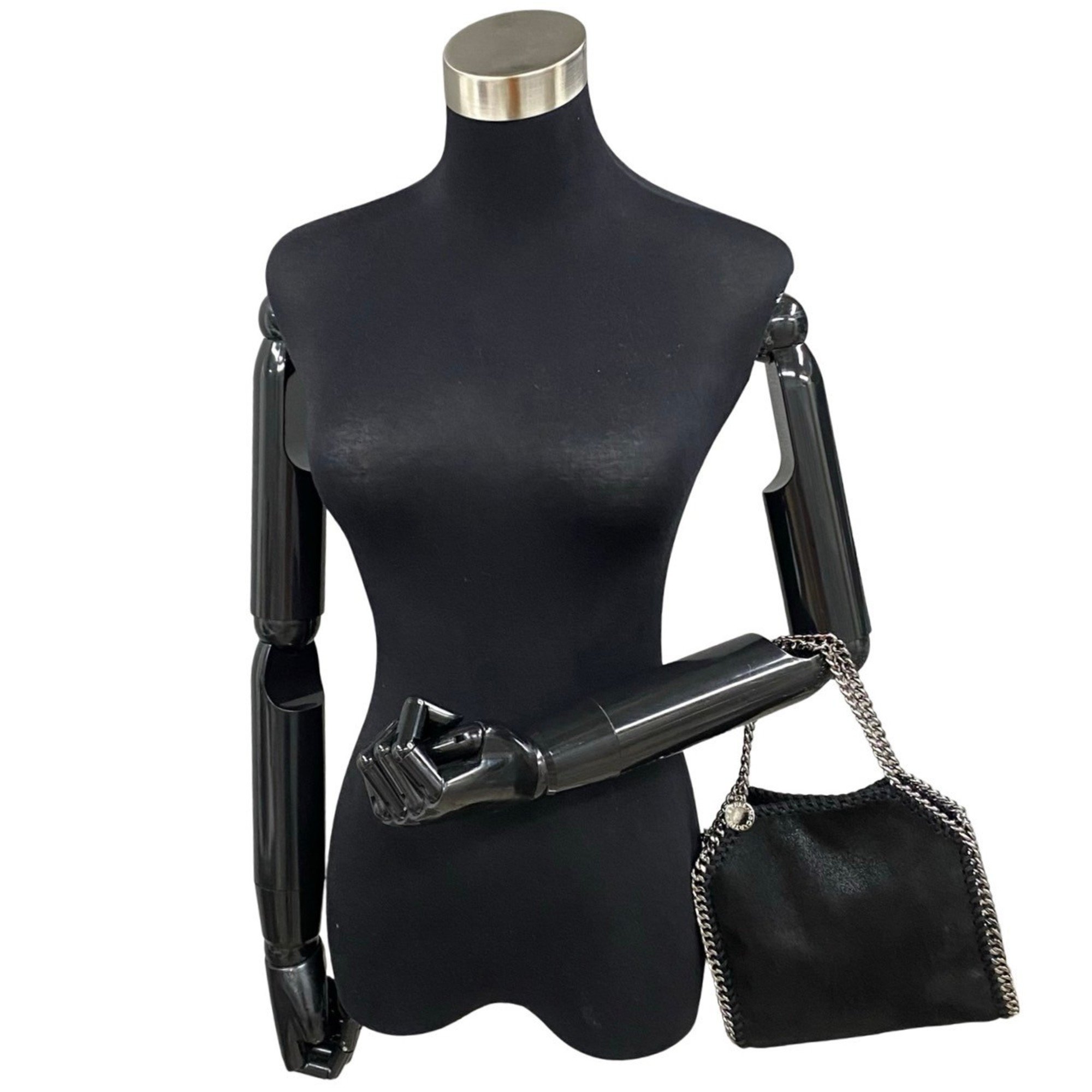 Stella McCartney Falabella Leather Chain 2way Handbag Shoulder Bag Black 25774