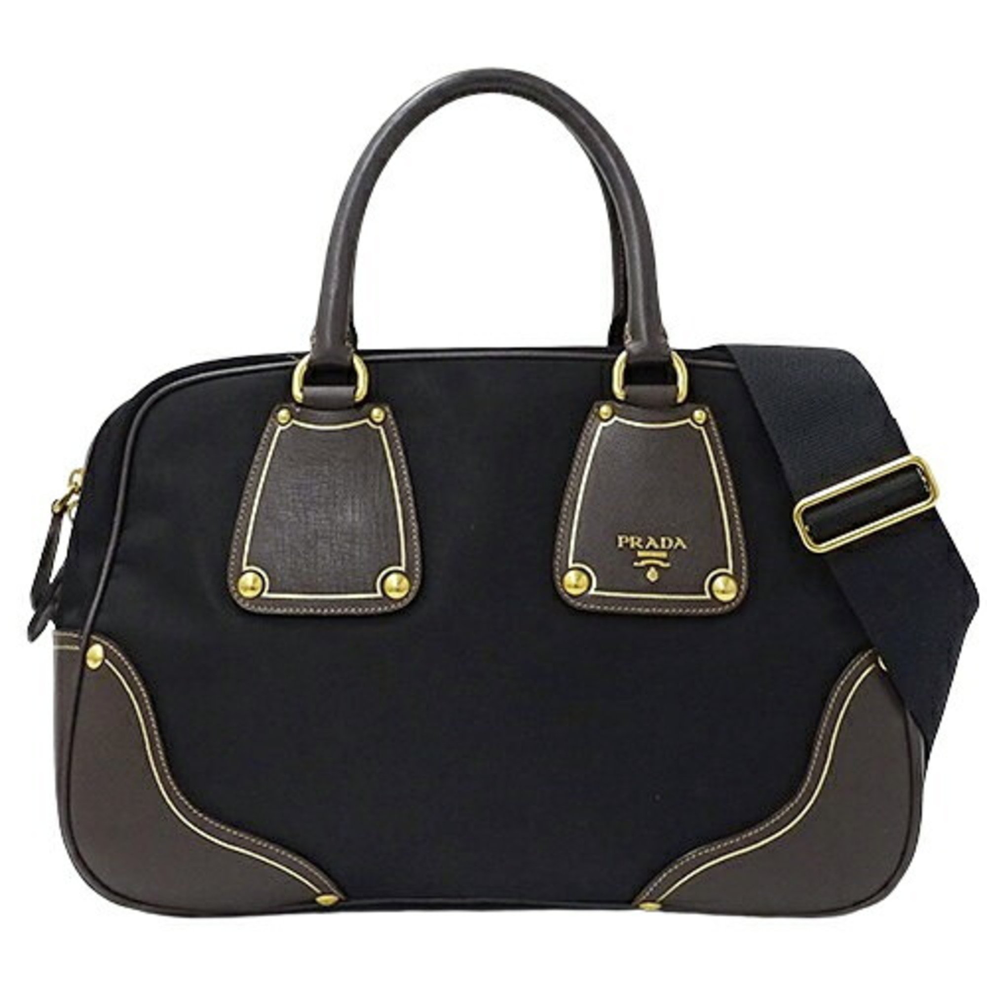 PRADA Women's Bags, Handbags, Shoulder 2way, Nylon, Black, Brown