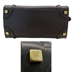 CELINE Women's Handbag Leather Luggage Micro Shopper Dark Brown 167793SSA 10AN