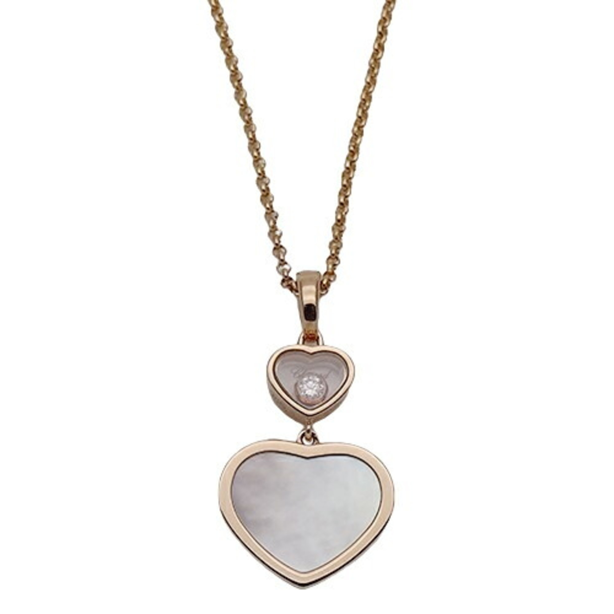 Chopard Necklace for Women 750PG Diamond Mother of Pearl Happy Heart Pink Gold 79A001 Polished