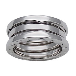 BVLGARI Ring for Women and Men, 750WG B-zero1, White Gold, 3 Bands, #51, Size 11, Polished
