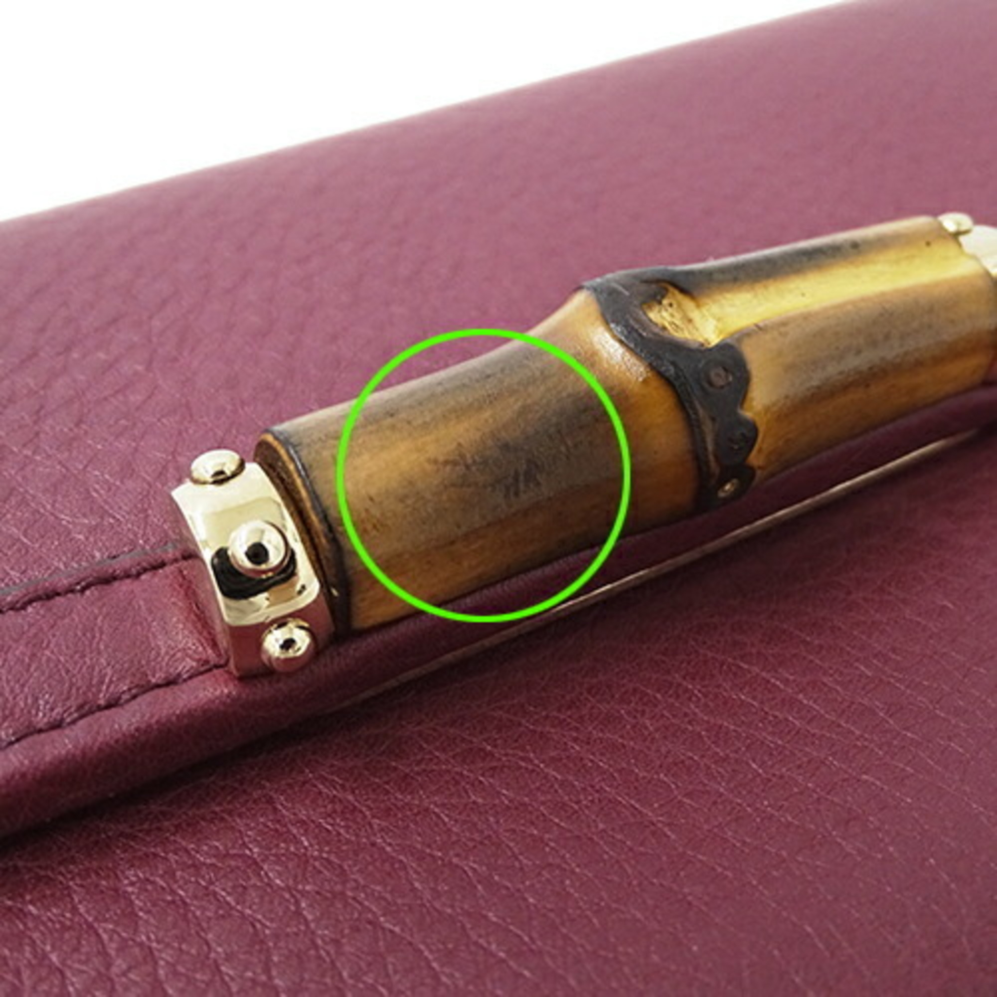 GUCCI Women's Wallet Long Bamboo Leather Wine 257018 Purple