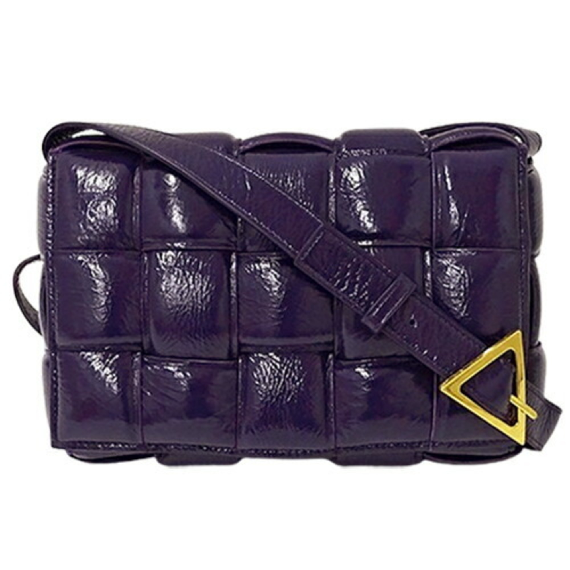 Bottega Veneta Women's Shoulder Bag Padded Cassette Deerskin Bonded Lambskin Raisin 591970 Purple Compact