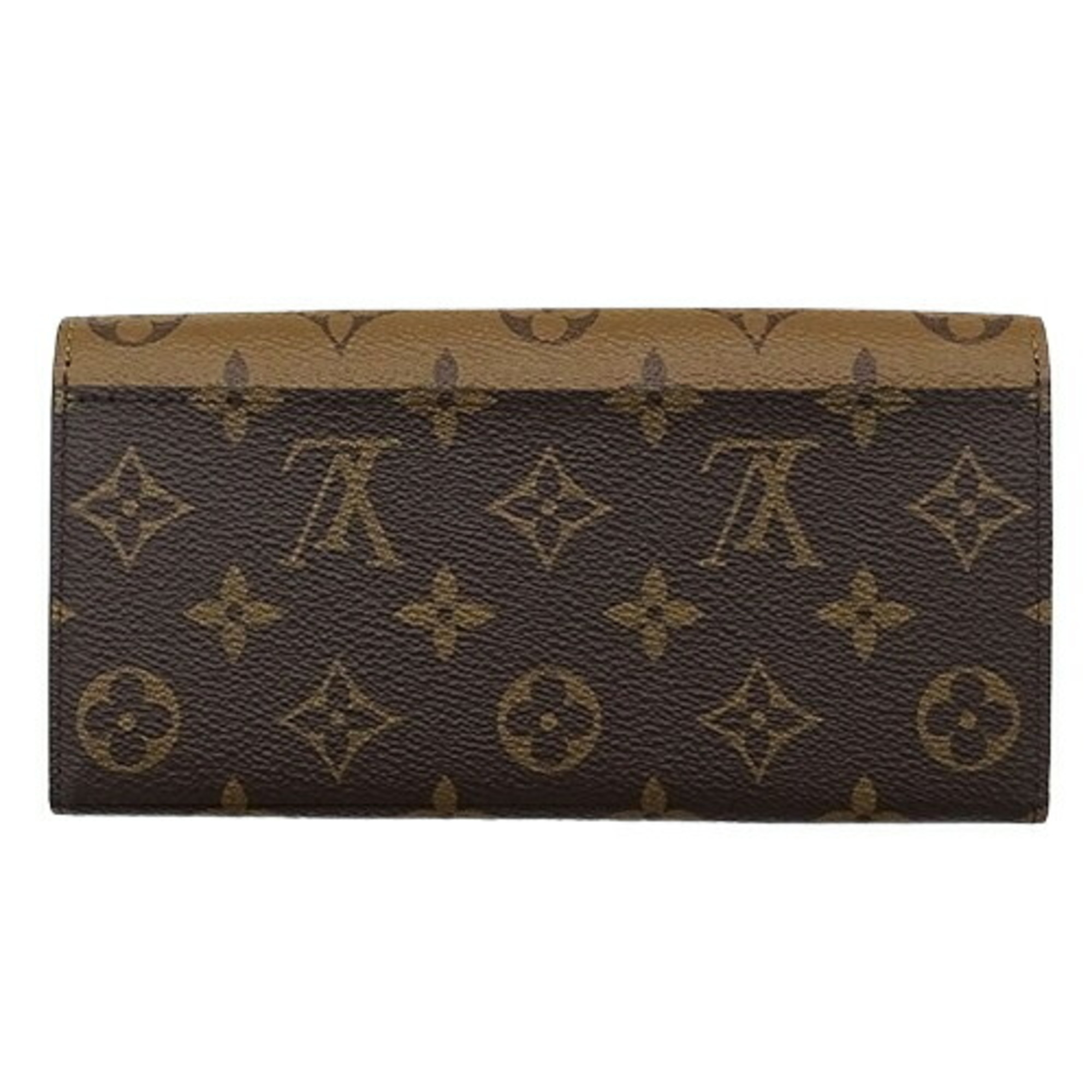 Louis Vuitton LOUIS VUITTON Wallet Monogram Reverse Women's Long Portefeuille Emily M82157 Brown Beige