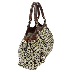 GUCCI Bag Women's Handbag Diamante Sukey Cotton Canvas Beige Brown 211944