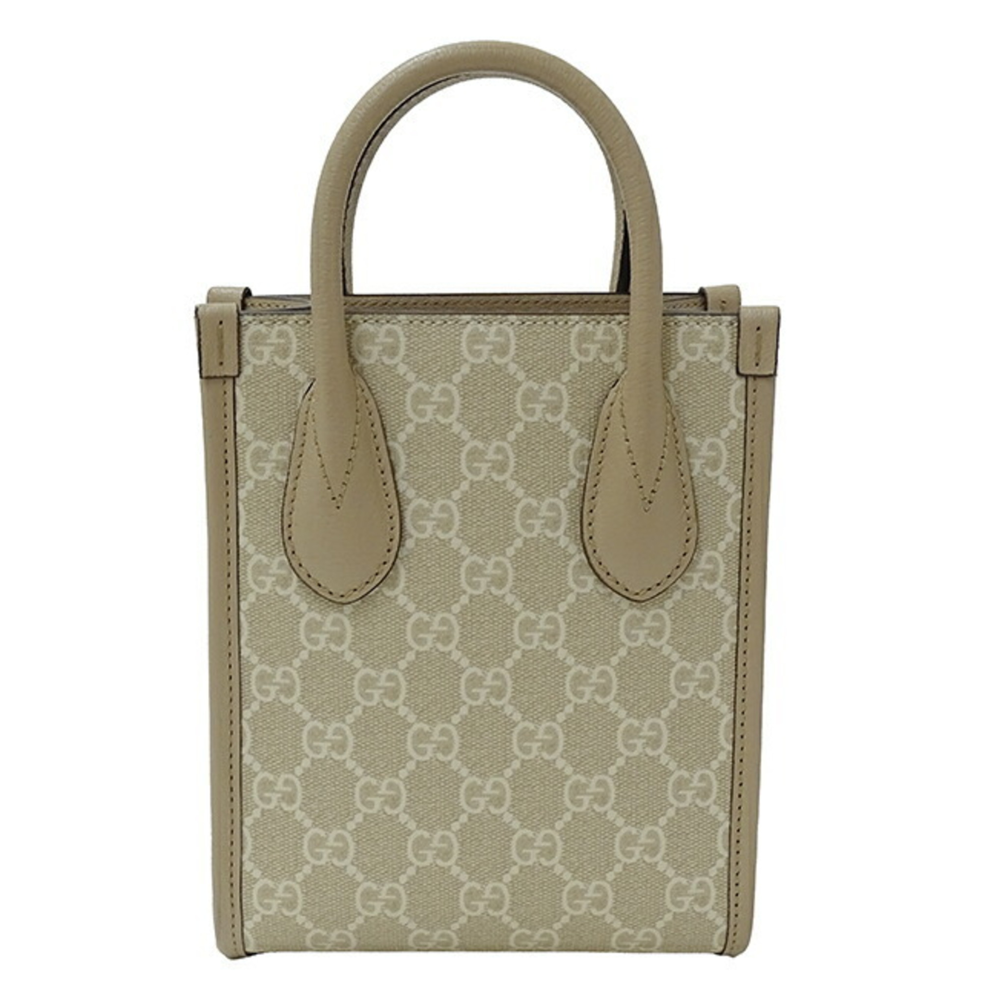 Gucci GUCCI Bag Women's Interlocking Handbag Shoulder 2way GG Supreme Beige Greige 671623 Compact