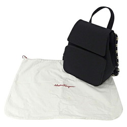 Salvatore Ferragamo Ferragamo Bags for Women, Vara Canvas Backpack, Black, Compact Backpack
