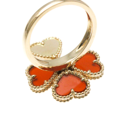 Van Cleef & Arpels Sweet Alhambra Effeuillage Ring Pink Gold (18K) Fashion Carnelian,Diamond Band Ring Carat/0.08 Pink Gold