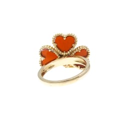 Van Cleef & Arpels Sweet Alhambra Effeuillage Ring Pink Gold (18K) Fashion Carnelian,Diamond Band Ring Carat/0.08 Pink Gold