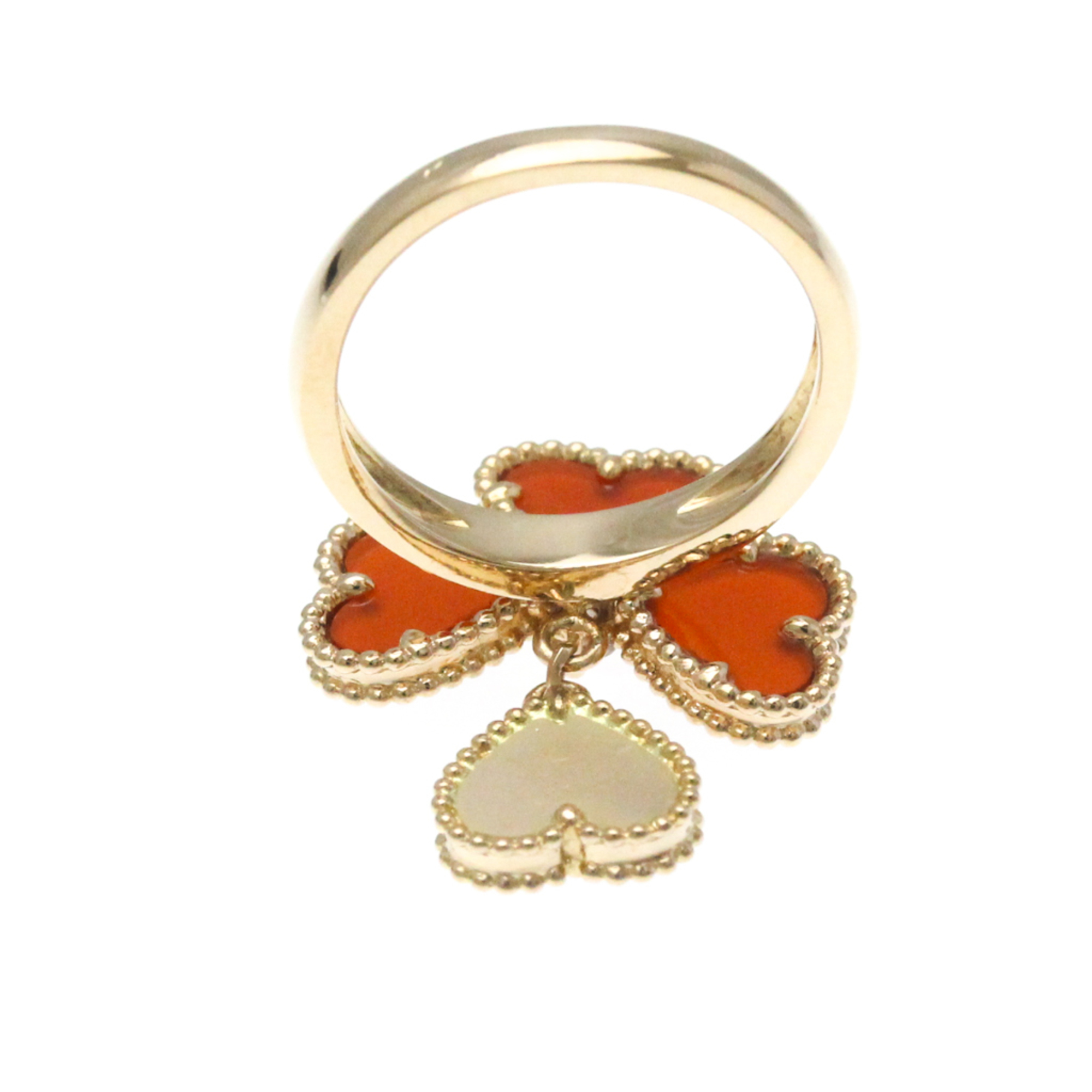 Van Cleef & Arpels Sweet Alhambra Effeuillage Ring Pink Gold (18K) Fashion Carnelian,Diamond Band Ring Carat/0.08 Pink Gold