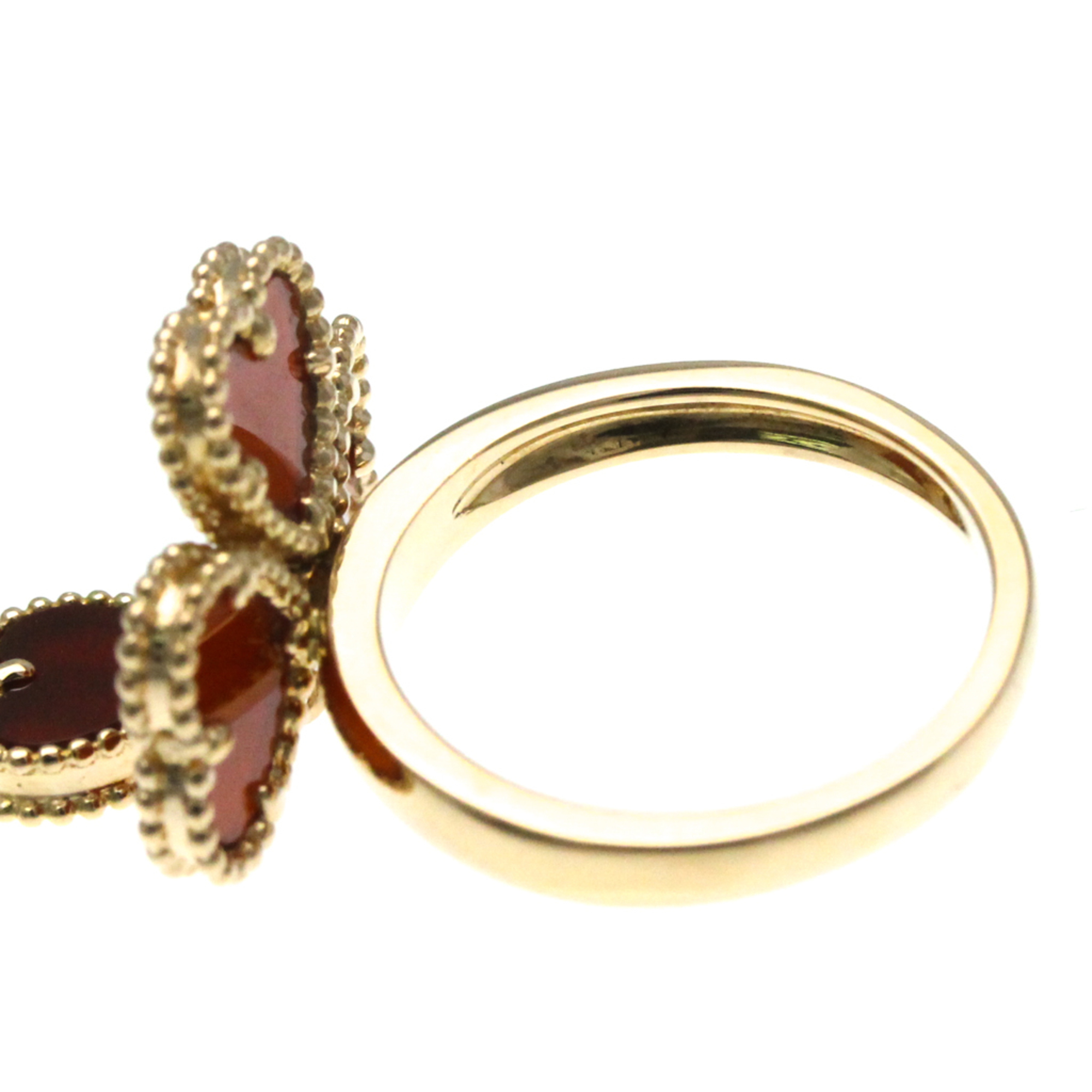 Van Cleef & Arpels Sweet Alhambra Effeuillage Ring Pink Gold (18K) Fashion Carnelian,Diamond Band Ring Carat/0.08 Pink Gold