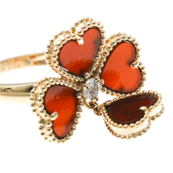 Van Cleef & Arpels Sweet Alhambra Effeuillage Ring Pink Gold (18K) Fashion Carnelian,Diamond Band Ring Carat/0.08 Pink Gold