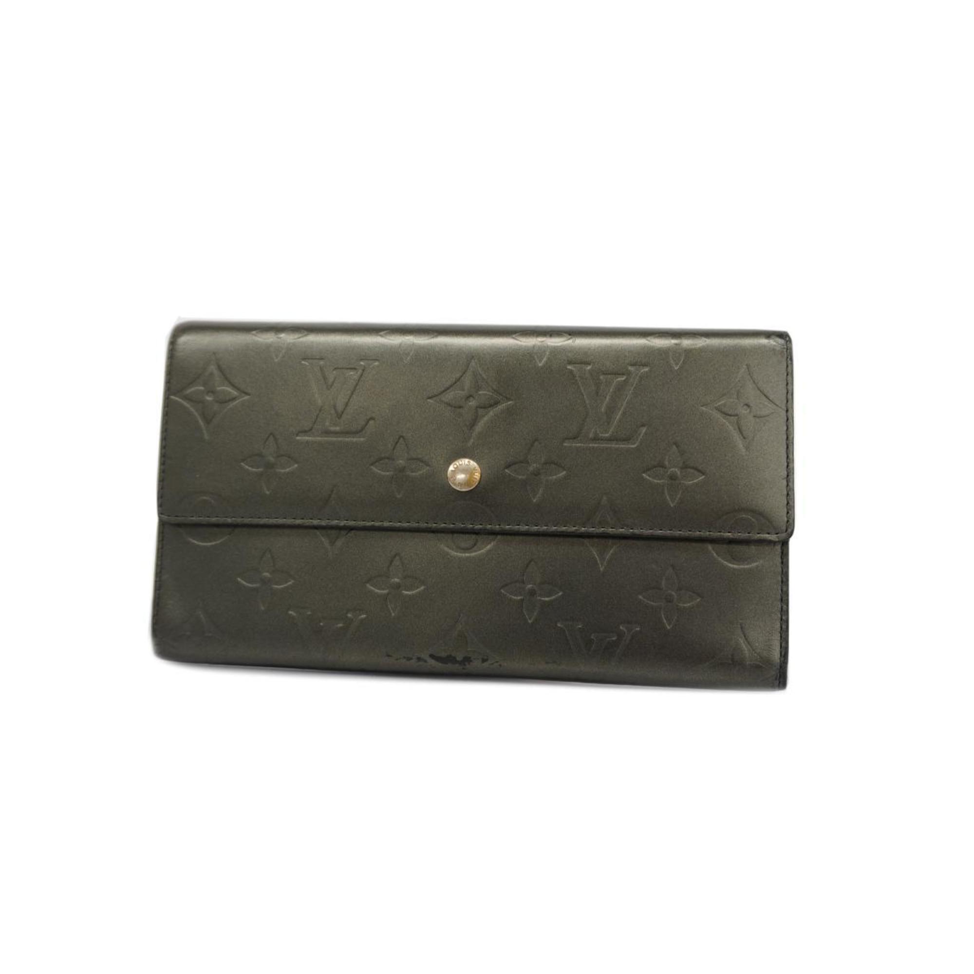 Louis Vuitton Long Wallet Monogram Matte Porte Tresor International M65102 Noir Ladies