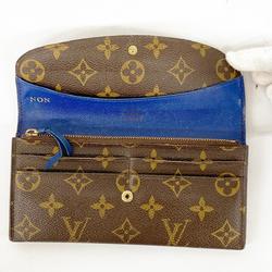Louis Vuitton Long Wallet Monogram Portefeuille Emily M60138 Brown Blue Ladies