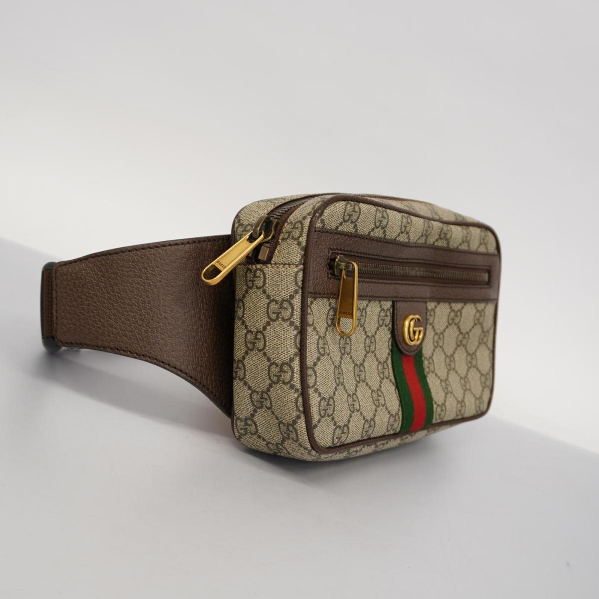 Gucci Waist Bag GG Supreme Sherry Line 735411 Leather Brown Men's Women's