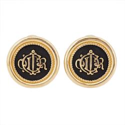 Christian Dior Earrings Circle Emblem GP Plated Gold Women's