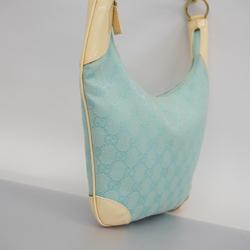 Gucci Handbag GG Canvas 001 4158 Enamel White Light Blue Champagne Women's