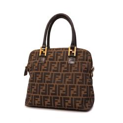 Fendi handbag Zucca nylon canvas leather khaki ladies